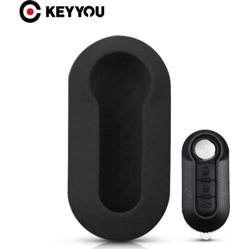 KEYYOU 3 Button Silicone Car Key Case For Fiat 500 Panda Punto Bravo For Lancia Ypsilon Car Alarm Remote Fob Cover