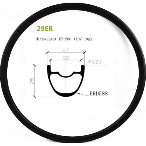 Classic ultralight 29 inch mountain bike carbon rim 27x25mm tubeless 280g 29er carbon wheel UD matte/glossy 24 28 32 36 holes