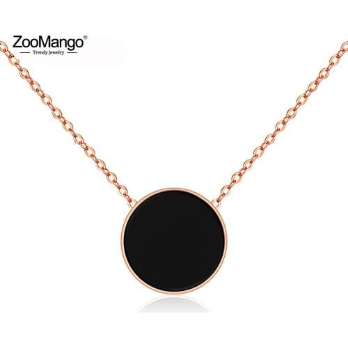 ZooMango 12mm Round Black Stainless Steel Statement Short Choker Necklace Clavicle Chain Rose Gold Color Fashion Jewelry ZN17057