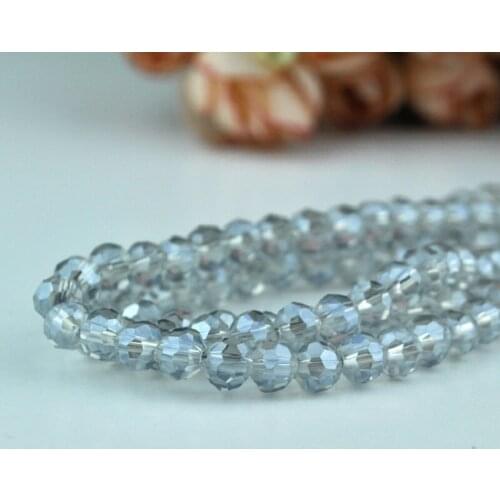 8mm 70pcs/lot Blue Gray Plated Round Ball Faceted Crystal Loose Spacer Beads Crystal Glass Beads for Jewelry Making Accessories