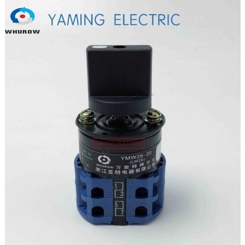 Selector Cam switch 2 phase 3 position 8 terminals ON-OFF-ON 20A 660V Changeover rotary switch with screws LW26-28 LW26-20/2