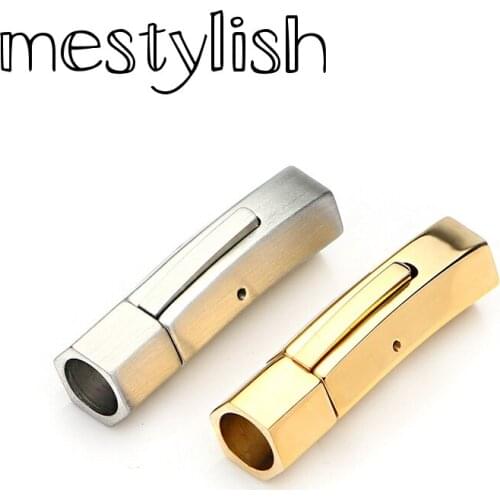 Mestylish 2pcs/Lot 6mm Stainless Steel Clasp Leather Bracelet Jewelry End Clamps Fastener Clasps DIY Jewelry Findings Connector