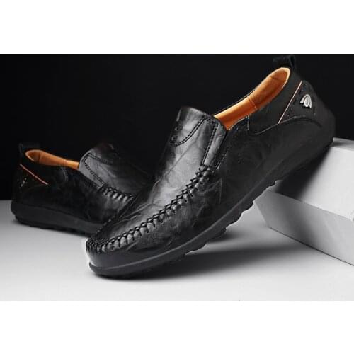 DM72 Designer Handmade Genuine Leather Men Casual Shoes Luxury Brand 2020 Men Loafers Moccasins Winter Slip on Black Formal Shoe