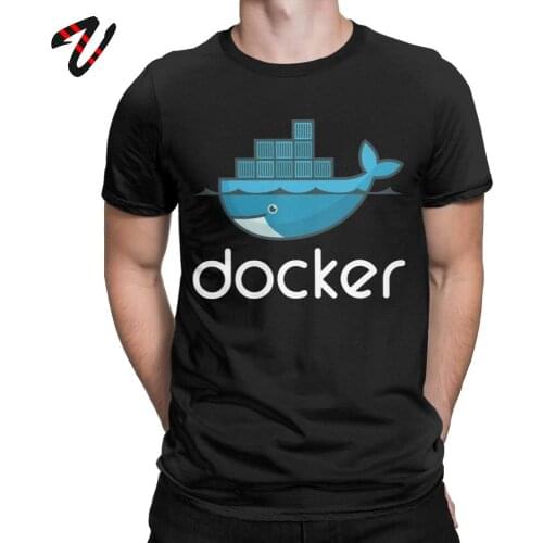 Geek Men T-Shirt Docker Logo T Shirts Linux Javascript Computer Rogramming Developer Tee Shirt Programmer Coder Coding Tops