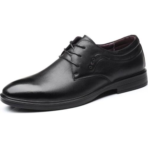 Mens Dress Shoes Genuine Leather Oxfords Business Office Plain Black Brown Lace-Up Men Formal Shoes zapatos de hombre