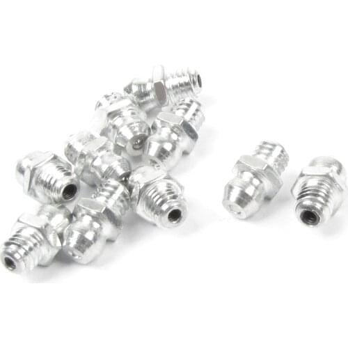 X Autohaux 10 Pcs Silver Tone 6Mm X 1Mm Male Thread Straight Grease Nipple Zerk Nozzle