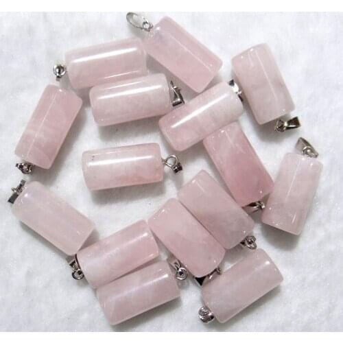 Natural stone Quartz Crystal Turquoises opal tiger eye cylinder pendants for diy jewelry making necklace Accessories24pcs A10