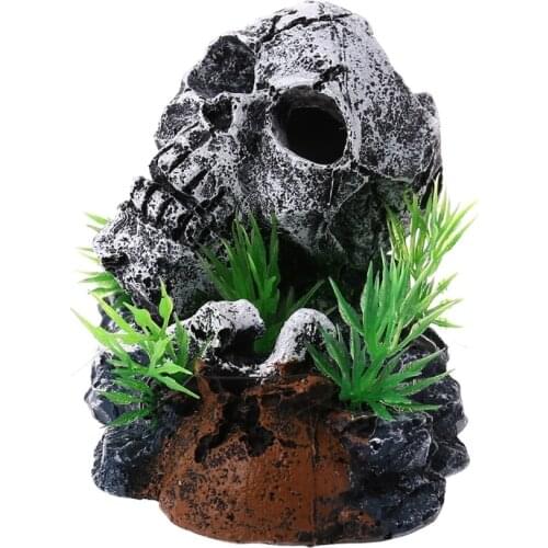 2021 New Pirate Skull Skeleton Aquarium Ornament Hiding Cave Fish Tank Decoration Decor