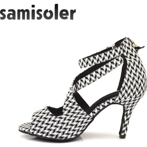 Samisoler 2019New Latin Dance Shoes For Women Tango Salsa Ballroom Dance High Heels soft Dancing Shoes 5-10cm Ballroom Dance