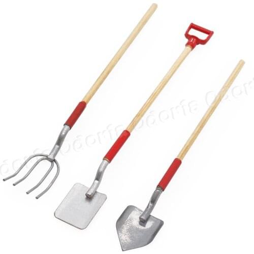 Odoria 1:12 Miniature Shovels & Pitchfork Set Barn Fairy Garden Tools Dollhouse Accessories Gardening Outdoor