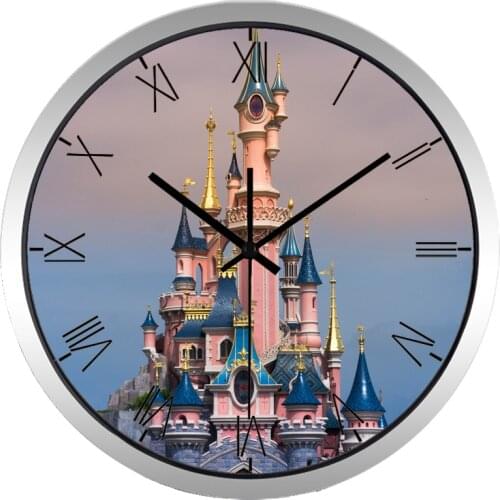 Hot Brand European Cartoon Castle Child Living Room Wall Clock Home Decor Personalized Glass Silent Clock