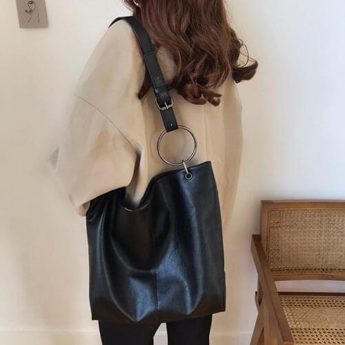 Casual Large Capacity Tote Women Shoulder Bags Designer Chic Metal Strap Handabgs Luxury Spft Pu Leather Crossbody Bag Big Purse