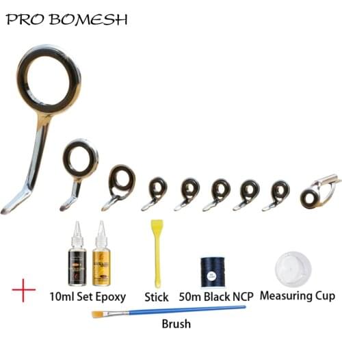 Pro Bomesh AT16 Spinning Guide Set 10ml Set Epoxy Resin NCP Thread Brush Measuring Cup Stick DIY Custom Fishing Rod Accessory