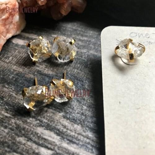 Clear Quartz Stud Earrings Clear Crystal Gold Quartz Stud ER27823