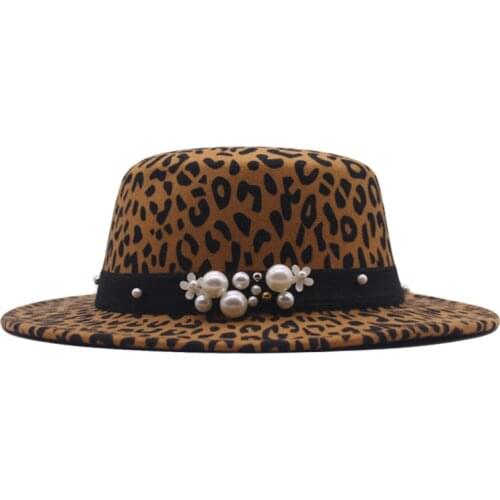 Autumn Winter New Women Wide Brim Flat Hats Solid Color Imitation Wool Female Hats With Wide Brim Round Flat top Elegant Pearl
