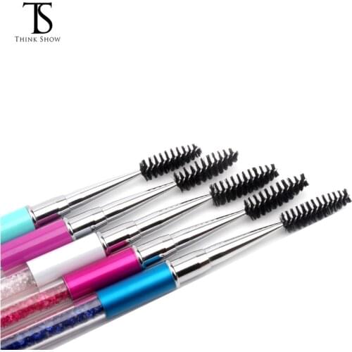 THINKSHOW Eyelash Rhinestones Handle Brush Cosmetic Brushes Set Makeup Brushes Mascara Wands Applicator Spoolers EyeLashes Tools