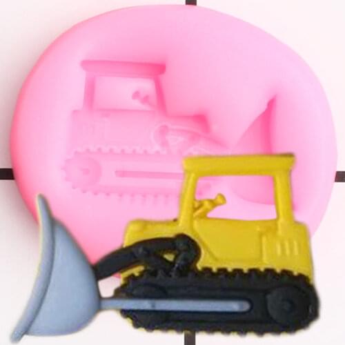 Bulldozer Silicone Molds Car Cupcake Topper Fondant Mold DIY Boy Birthday Cake Decorating Tools Candy Chocolate Gumpaste Moulds