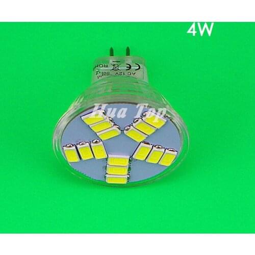 20Pcs Super bright 4W lamp MR11 DC 12V LED cup Bulb Spotlight Heat-resistant Glass Body Lampada High lumen 5730 SMD 15 lights