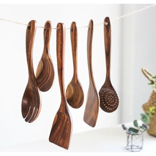 Thai teak wooden spoon solid wood spatula kitchen cooking wooden spatula cooking spatula spoon set wooden spoon tableware