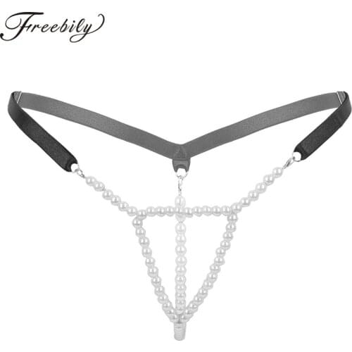 Open Crotch Panties Woman Chastity Thongs Crotchless Panties Pearl Sex Underwear Mini Micro Bikini G-String Lingerie Femme