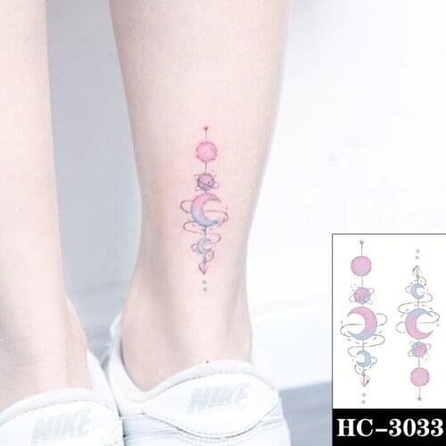 Waterproof Temporary Tattoo Sticker Cartoons Galaxy Star Moon Rabbit Body Art Fake Tattoos Flash Tatoos Wrist Hand for Men Women