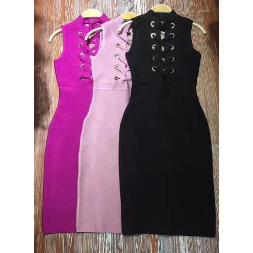 Rayon Sleeveless Sweetheart Hollow Out High Quality Sexy Women Bodycon Bandage Dresses Wholesale Cheap