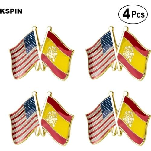 U.S.A Spain Friendship Flag Pin Lapel Pin Badge Brooch Icons 4pcs
