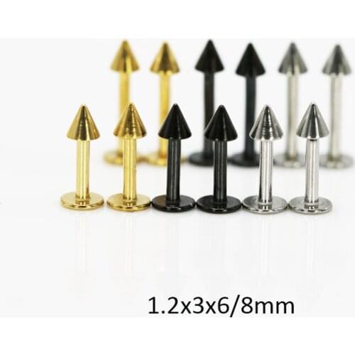 1 pair multi-use labret lip ring ear studs lip bars stainless steel 1.2x3x6/8mm silver gold black punk body piercing jewelry