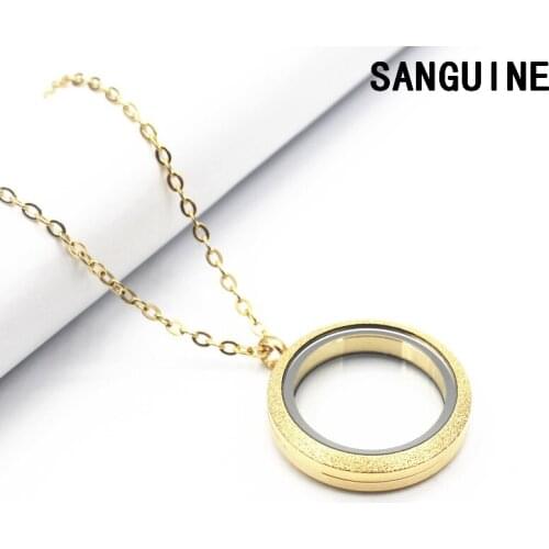 1pcs 30mm Twist Sparkles Gold Floating Living Lockets Necklace Free Chain Glass Locket Pendant Necklace DIY Jewelry For Women