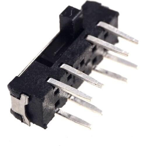 10pcs Miniature Slide Switch 8 Pin 2P3T DP3T ON-ON-ON Right Angle Through Hole PCB Solder Knob 2.0mm