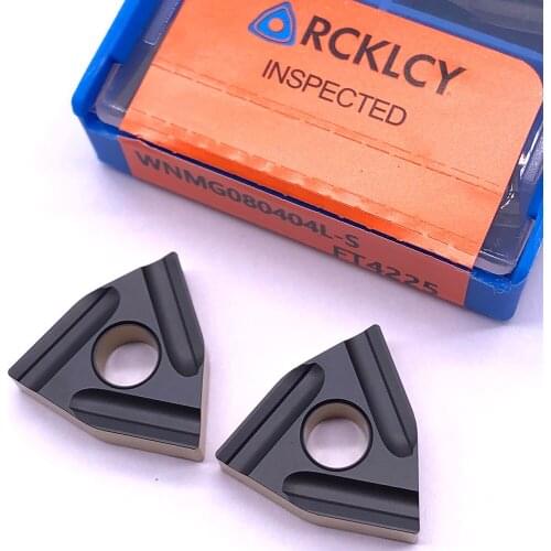 10pcs RCKLCY High Quality Lathe Tools WNMG080404 L-S FT4225 Carbide Metal External Turning Tool CVD Coat CNC Cutting for steel