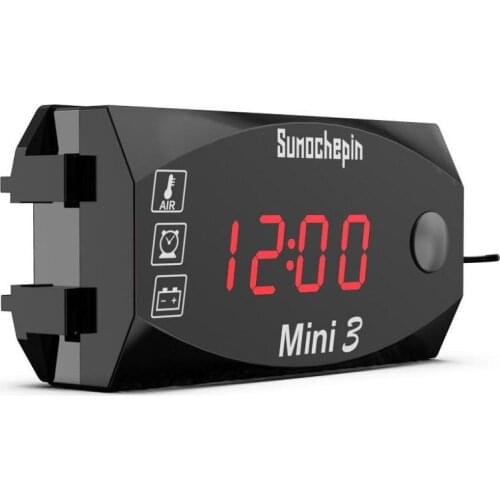 12V 3 in 1 Digital LED Display Meters Voltmeter Clock Thermometer Indicator Gauge Panel Meter for Car Motorcycle