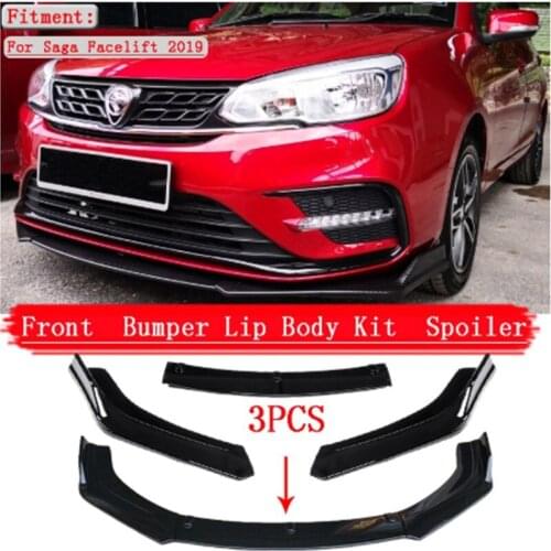 3Pcs/Set Car Front Bumper Lip Spoiler Body Kits Splitter Diffuser For Saga Facelift 2019 Auto Accessories