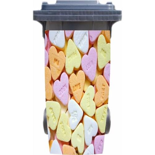 3D Love Shape Candy Rubbish Bin Sticker Wallpaper mural Wall Print Decal Removable Wall Mural Photo self adhesive Gift