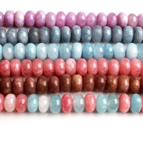 5*8mm Natural Angelites Blue Pink Morganite Spacer Stone Rondelle Loose Stone Beads Jewellery Making DIY Bracelet 15'' Strand