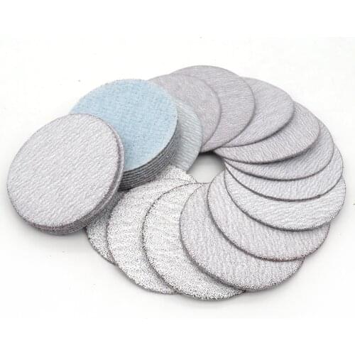 500PCS 2 Inch 50mm White Dry Sandpaper Sanding Discs Hook and Loop 60-1200 Grit Polishing Grinding Power Tools Accessories