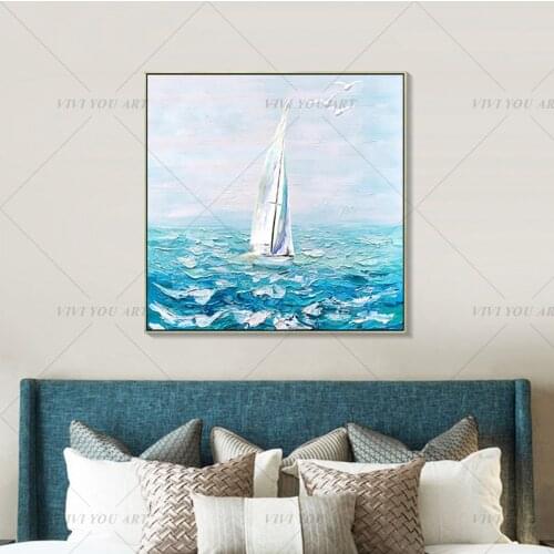 100% Handmade Blue Whale Tail Abstract Gold Oil Painting for Living Room Modern Painting wall decor picture art Gift