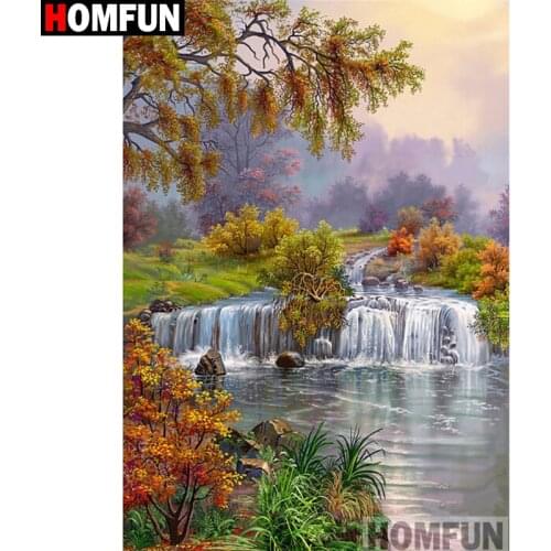 HOMFUN "River scenery" Diamond Painting 5D Full Square/Round Drill Home Decor DIY Diamond Embroidery Cross Stitch A16418