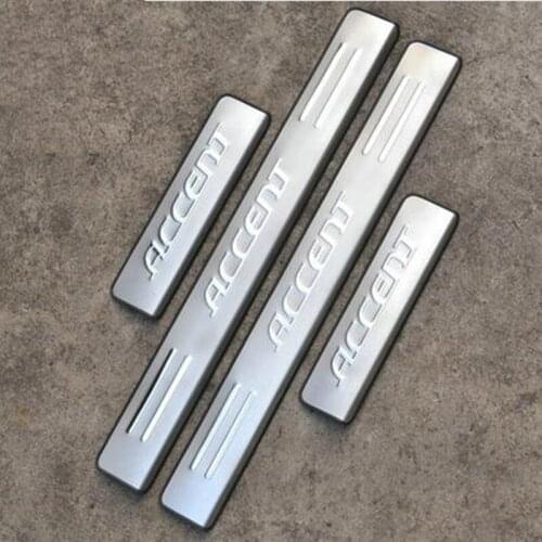 Car-covers 304 Stainless Steel Side Door Sill Cover / Scuff Plate Trim 4Pcs/Set FIT For Hyundai Accent 2006-2013 Auto parts
