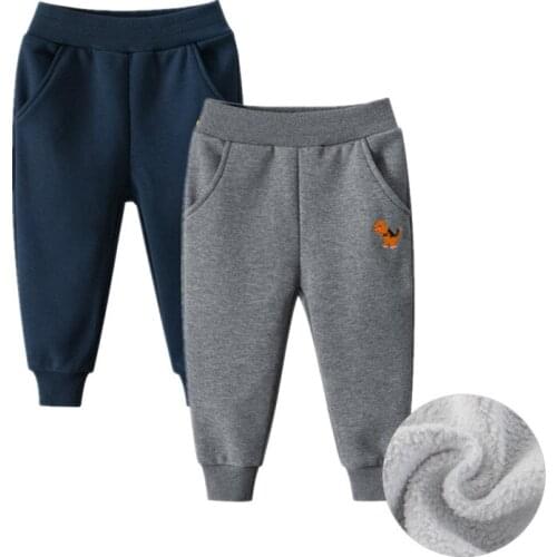 2-9Years Solid New Autumn Winter Dinosaur Trousers For Boys Girls Casual Sport Plus Pants Enfant Garcon Kids Childrens Clothing