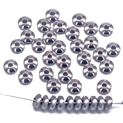 50pcs/lot Stainless Steel Abacus Rondelle Spacer Beads 4 5 6 7 8mm Hypoallergenic Large Hole Charms DIY Jewelry Making Bracelet