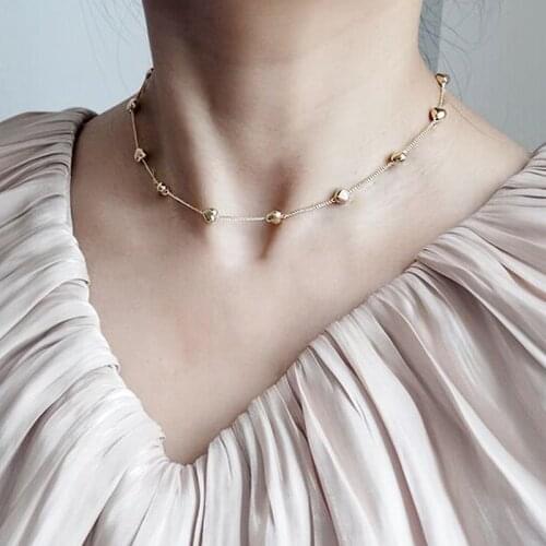 Aprilwell Gold Color Heart Link Chain Choker Necklace For Women Aesthetic Lady Trendy Collar 2021 Jewelry Gift Girl Friend