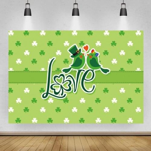Leaf Pattern Green White Love Birds Photography Backgrounds Valentines Day Wedding Couple Kids Birthday Backdrops Table Decor