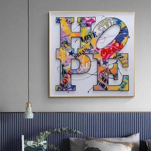 Graffiti Art Letter Hope Canvas Paintings Inspirational Wall Art Posters and Prints Decorative Pictures for Room Home Decor
