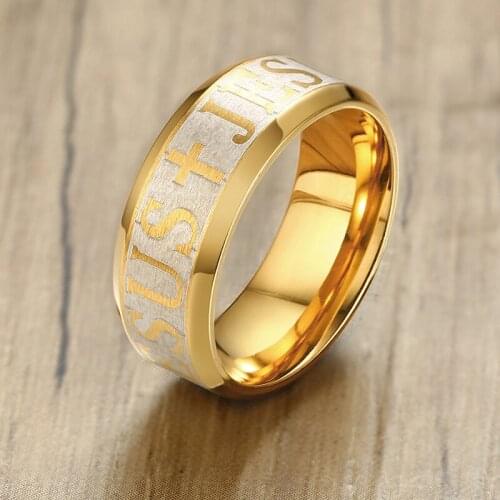 8mm Jesus Cross Ring For Men Stainless Steel Band Christ Crucifix Chirstian Holy Male Prayer Jewelry Alliance Anel