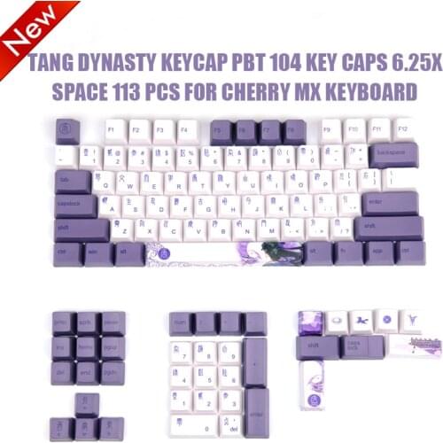 Tang Dynasty Keycap PBT 104 Key Caps 6.25X Space 113 pcs For Cherry MX Keyboard