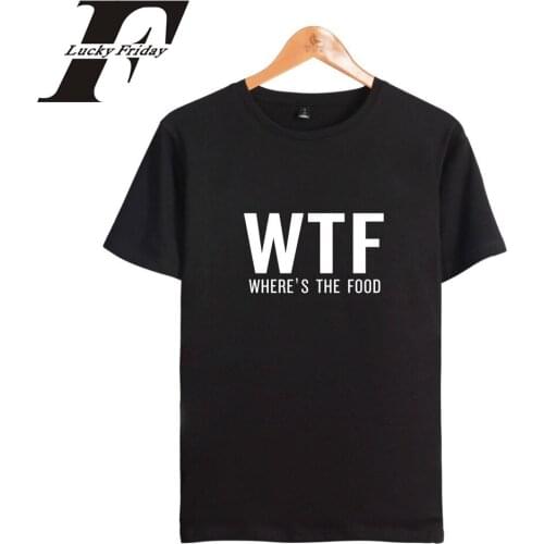 LUCKYFRIDAYF WTF T-shirts Men T Shirts Wheres The Food Funny Printed Tshirt Men Hip Hop Black Fashion O-Neck Casual Tee Shirt