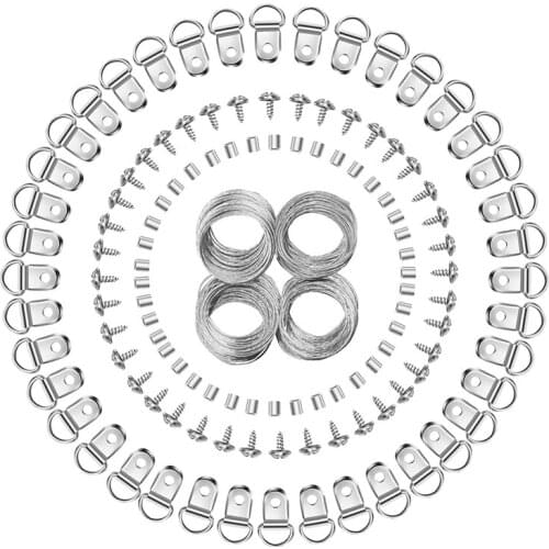 124Pcs Picture Hanging Wire Kit,Photo Frame Hanging Kit,Picture Hanging Kit with Nails for Wall Mounting