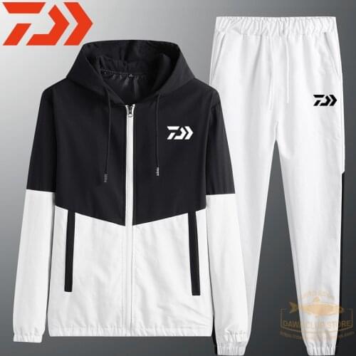 2021 New Spring Dawa Fishing Jacket Men Fishing Pants Autumn Fishing Clothes Outdoor DAIWA Hiking Fishing Hoodie Two Piece Set
