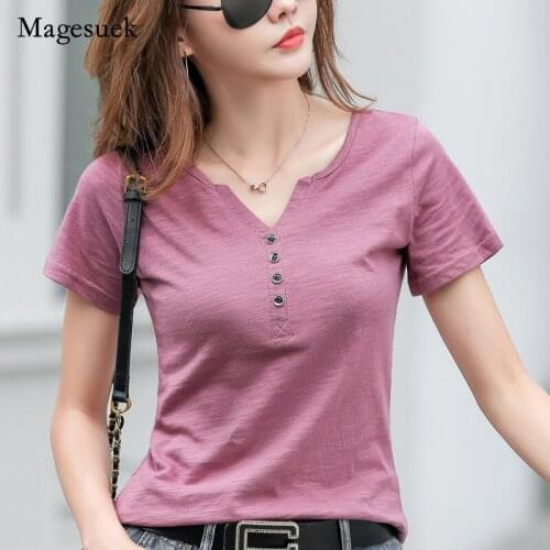 New Harajuku Tops 2021 Summer Women Tshirt Loose Casual Simple Plus Size Shirts Cotton Solid Short Sleeve T-shirt Female 9694